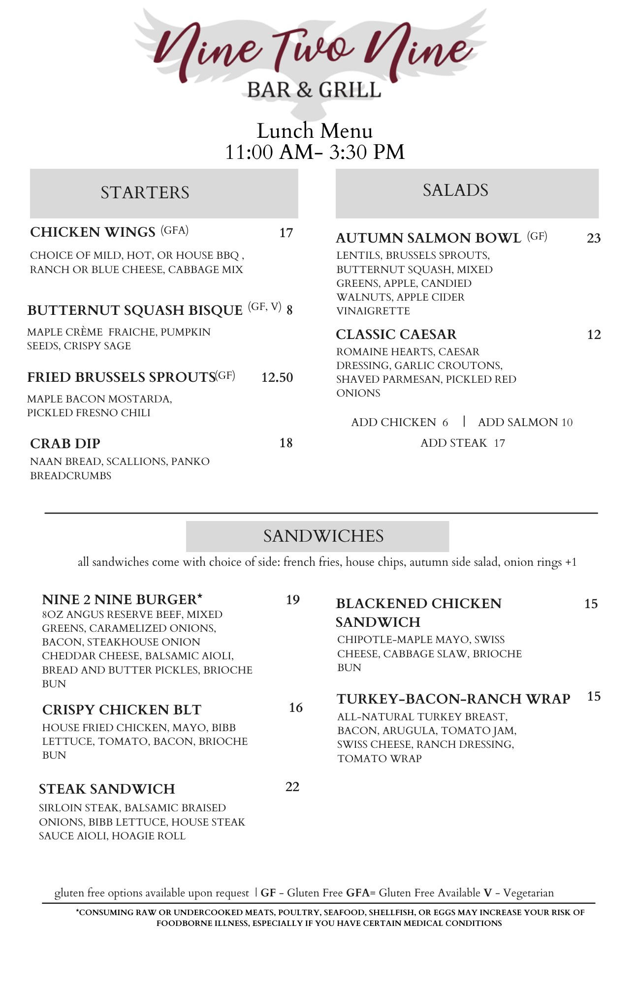 Lunch Menu