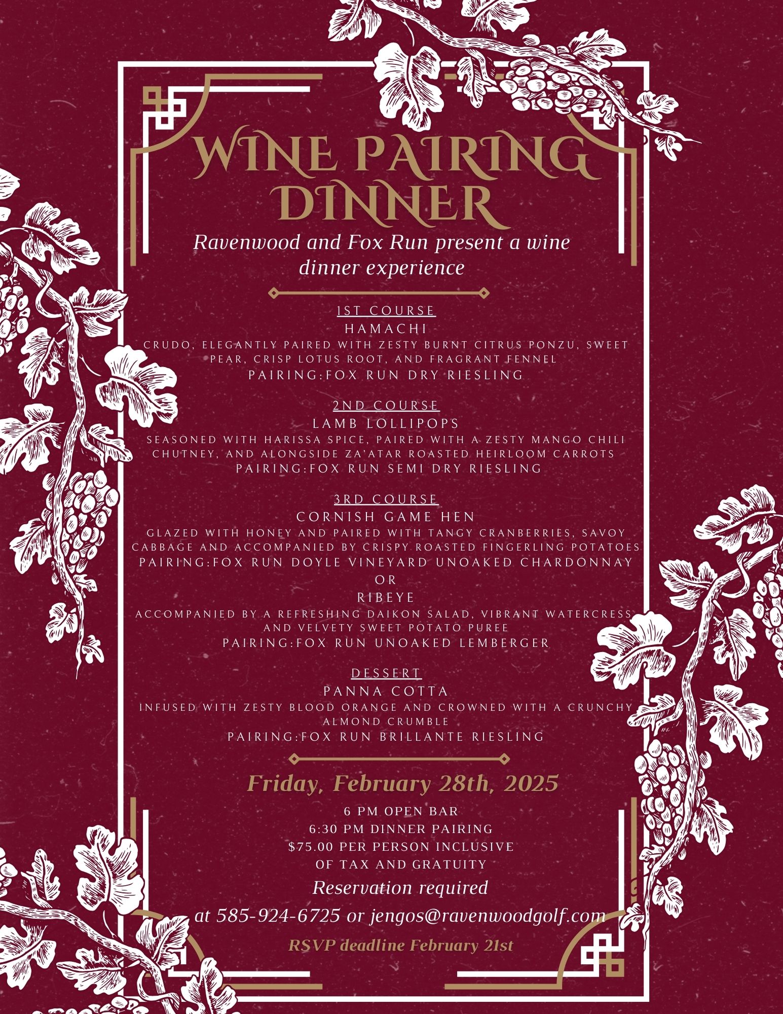 Wine Pairing Menu